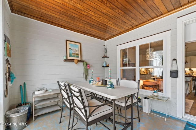 interior space featuring wood ceiling