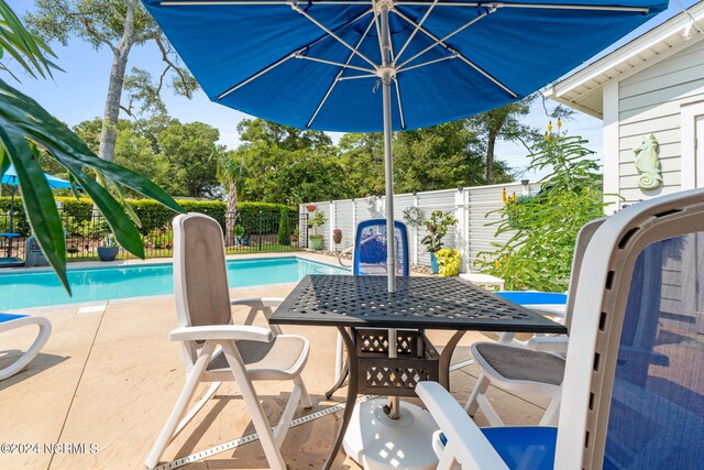 view of swimming pool with a patio area