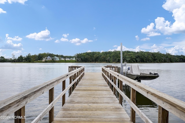 dock area featuring a water view