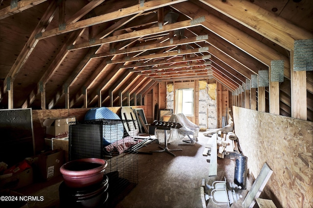 view of unfinished attic