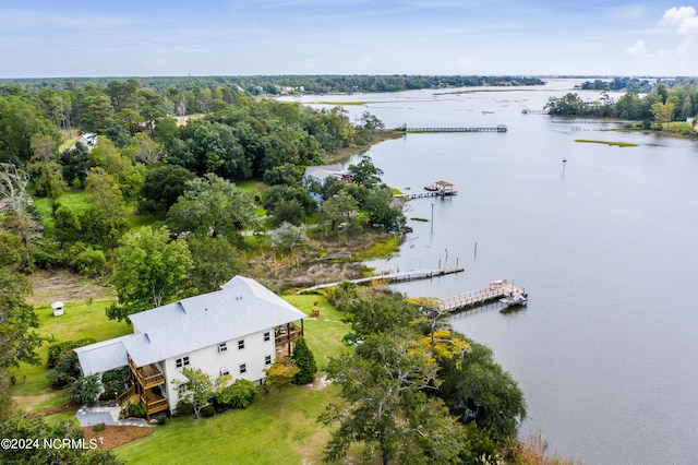 bird's eye view featuring a water view