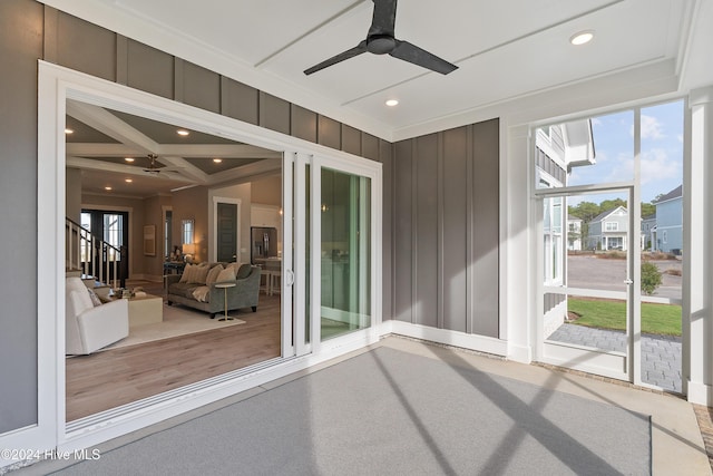 951 Trisail Ter, Wilmington, NC 28412 - unfurnished sunroom with ceiling fan and an outdoor living space