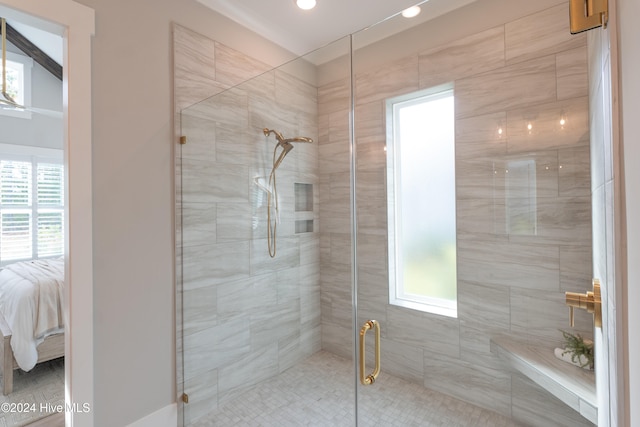 bathroom featuring walk in shower