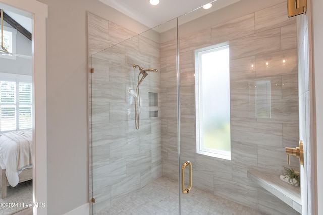 951 Trisail Ter, Wilmington, NC 28412 - ensuite bathroom featuring healthy amount of natural light, a stall shower, and recessed lighting