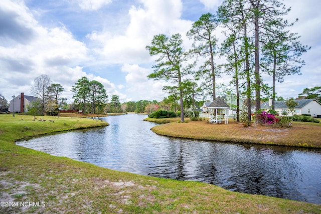 water view featuring a gazebo