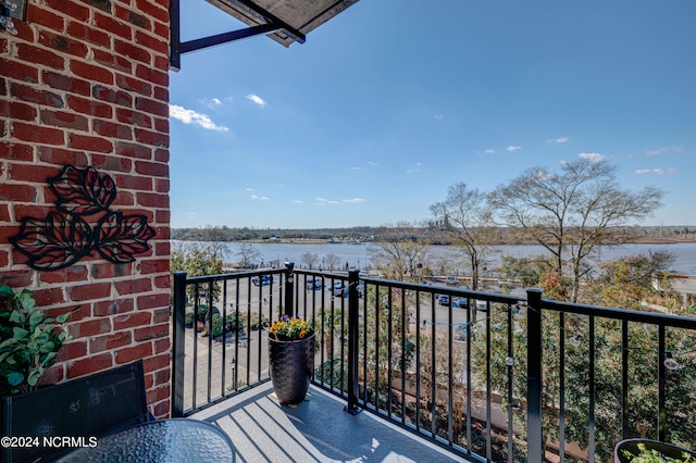 balcony with a water view