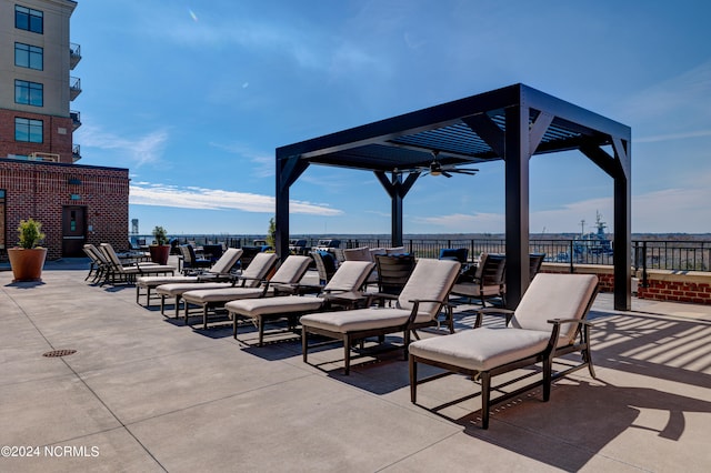 view of patio with ceiling fan