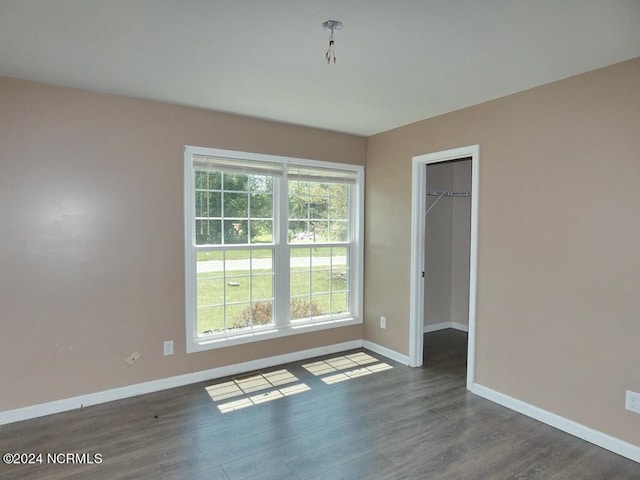 interior space with dark hardwood / wood-style flooring