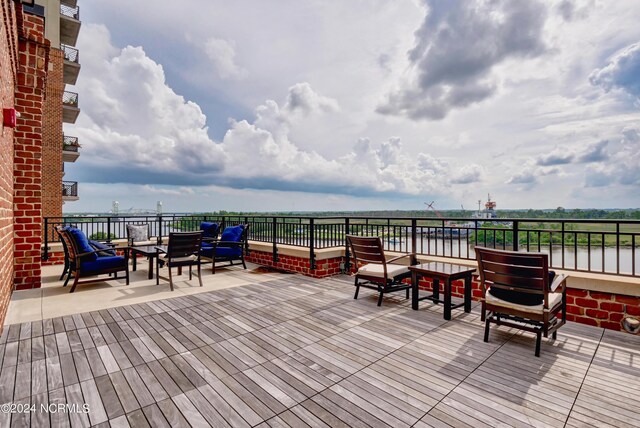 balcony with a water view