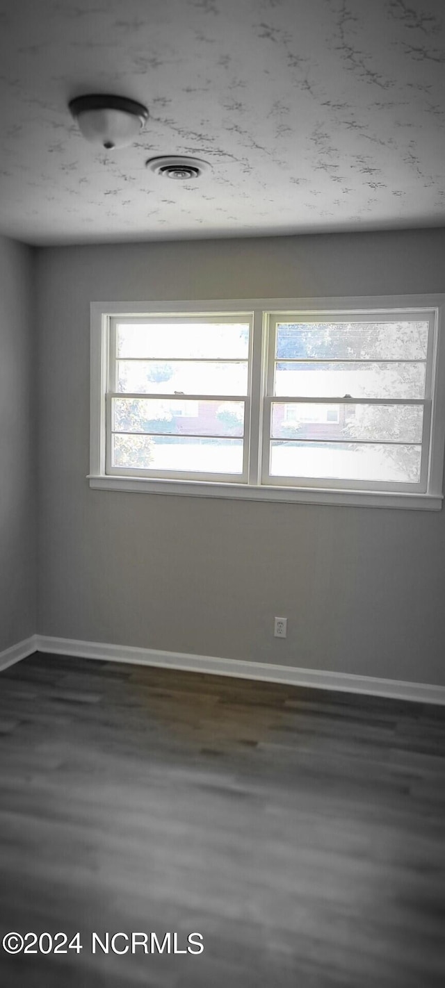 spare room with dark hardwood / wood-style floors