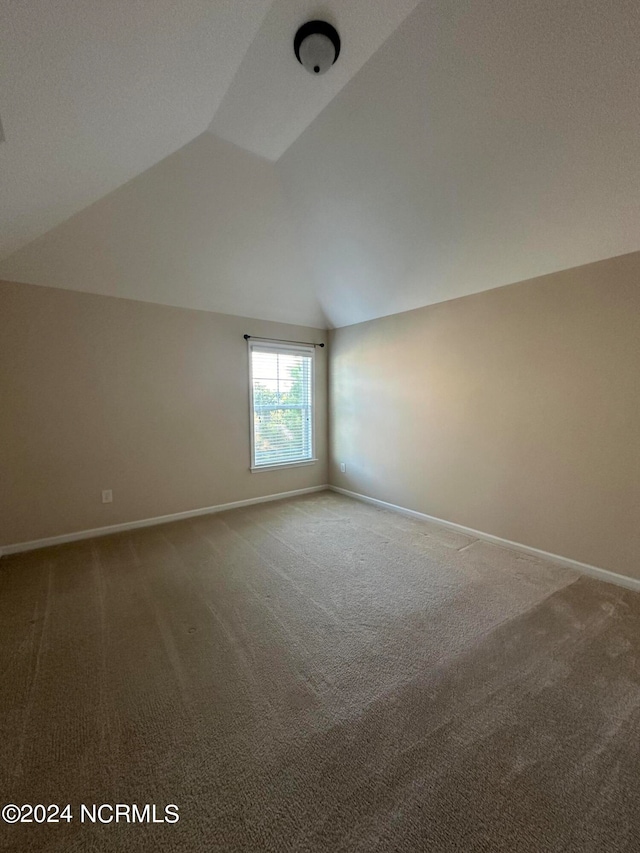 additional living space featuring carpet flooring and vaulted ceiling