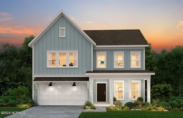 view of front of home featuring a garage