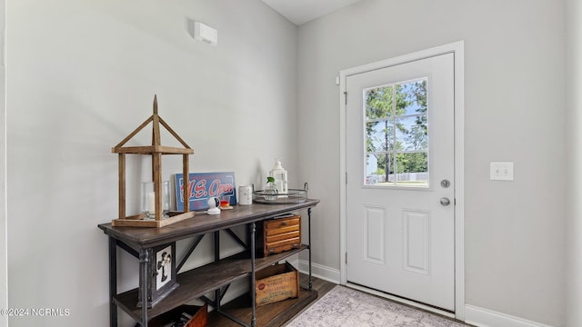 entryway with hardwood / wood-style floors