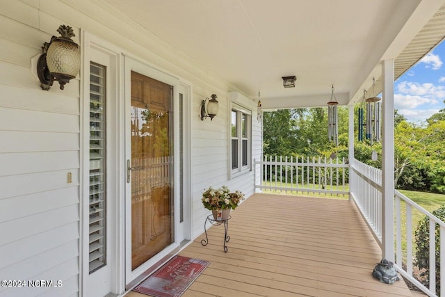 wooden deck with covered porch