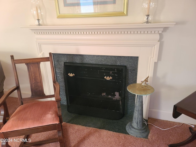 interior details featuring carpet flooring