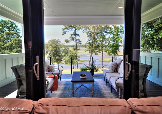 balcony with an outdoor hangout area