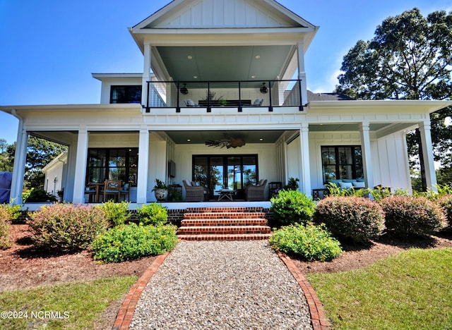 exterior space with a balcony and a porch