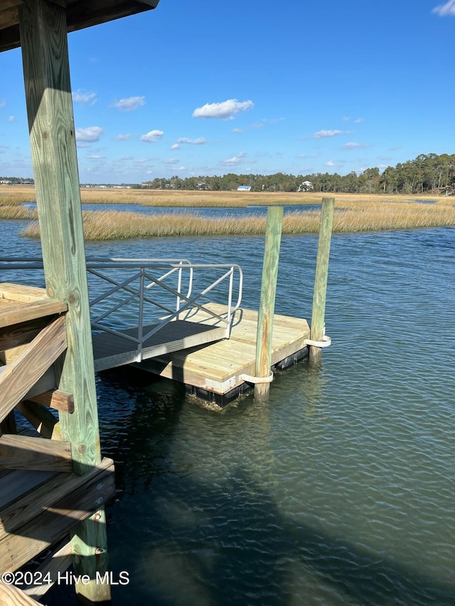 dock area featuring a water view