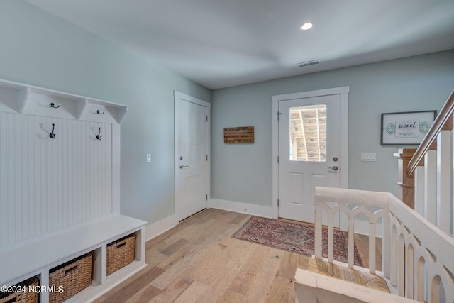 mudroom featuring light wood-type flooring