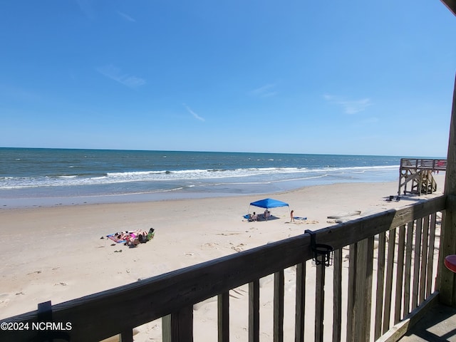 view of water feature with a view of the beach