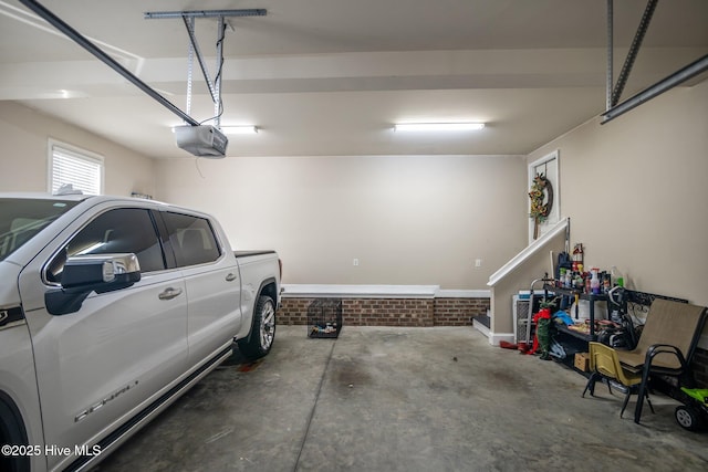 garage with a garage door opener