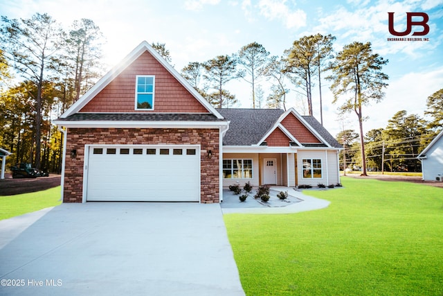 craftsman-style house with a garage and a front yard