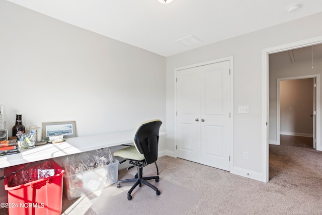 view of carpeted office space