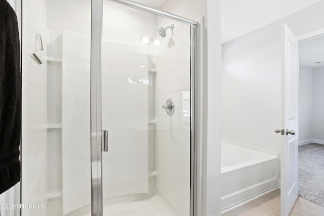 bathroom with plus walk in shower