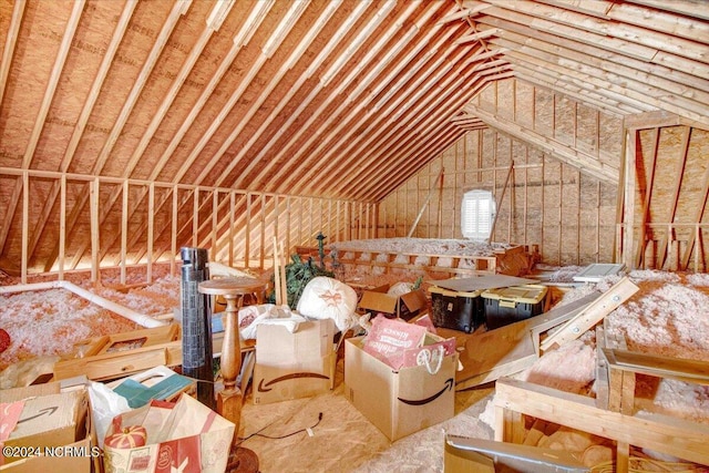 view of unfinished attic