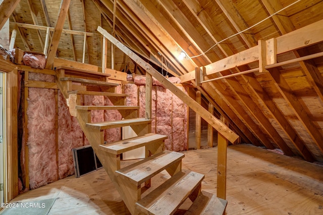 view of unfinished attic