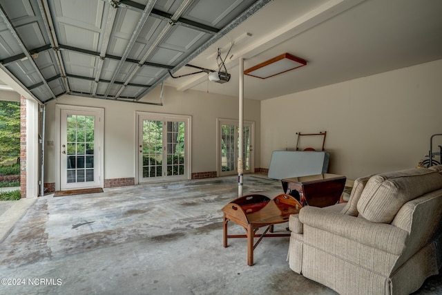 garage with a garage door opener