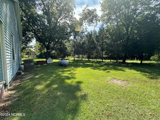 view of yard featuring central AC