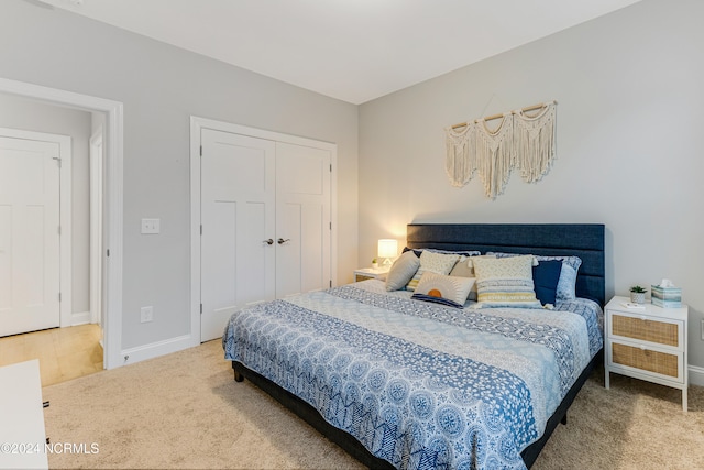 bedroom with a closet and carpet floors