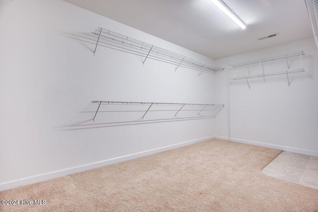 walk in closet featuring carpet