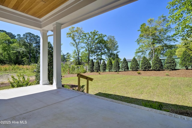 view of patio with a fenced backyard