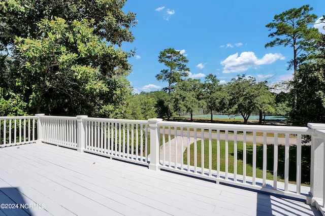 deck with a lawn