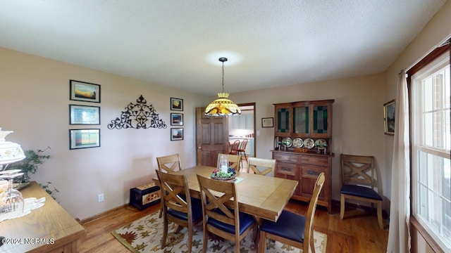 dining space featuring wood-type flooring