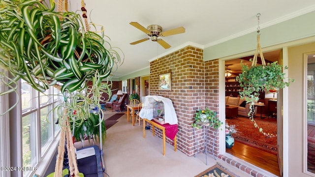 view of patio featuring ceiling fan