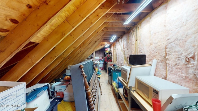 view of unfinished attic