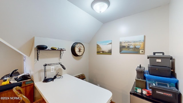 office featuring vaulted ceiling