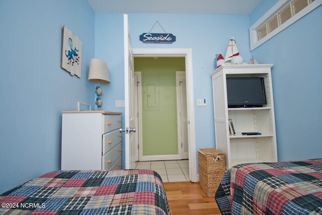 bedroom featuring light wood-type flooring