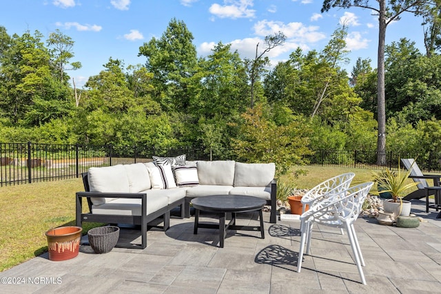 view of patio featuring an outdoor hangout area