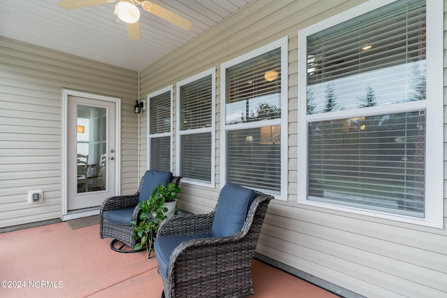 view of patio / terrace with ceiling fan