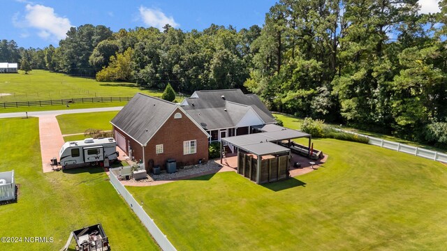 bird's eye view with a rural view