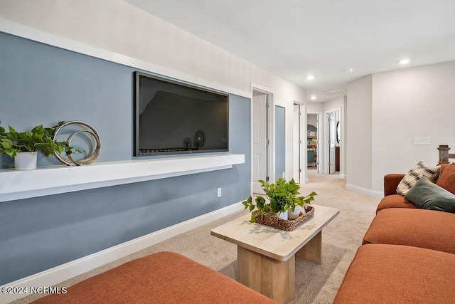 living room with carpet