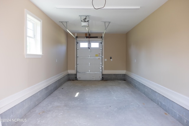 garage with a garage door opener