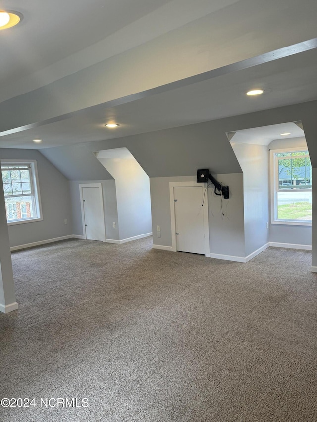 403 Main St, Bayboro, NC 28515 - bonus room featuring carpet flooring, baseboards, lofted ceiling, and recessed lighting
