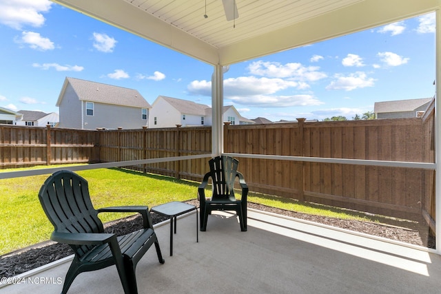 view of patio with ceiling fan