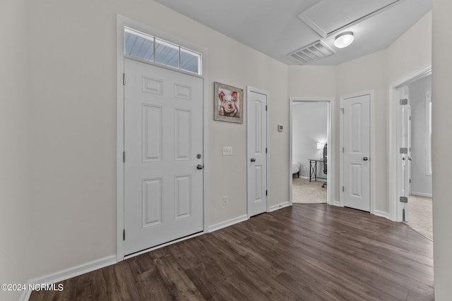 foyer entrance featuring dark wood-type flooring