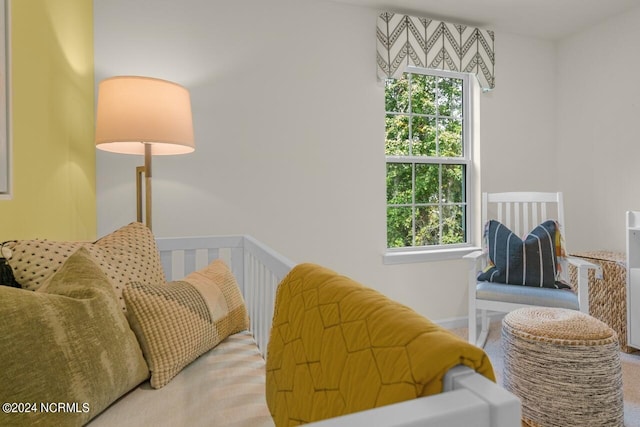 bedroom featuring a nursery area